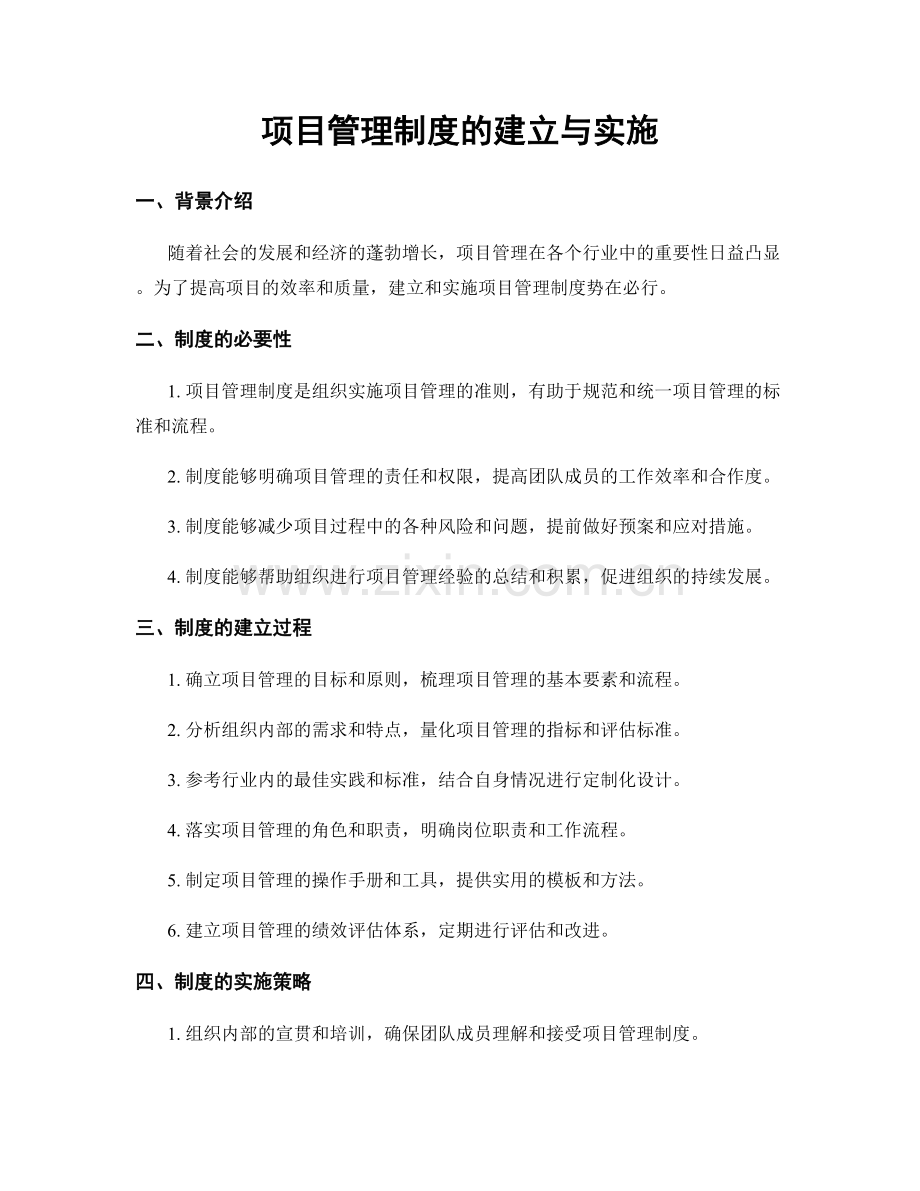 项目管理制度的建立与实施.docx_第1页