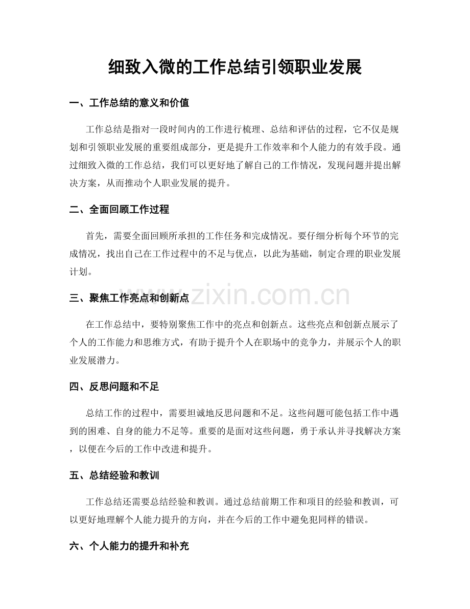 细致入微的工作总结引领职业发展.docx_第1页