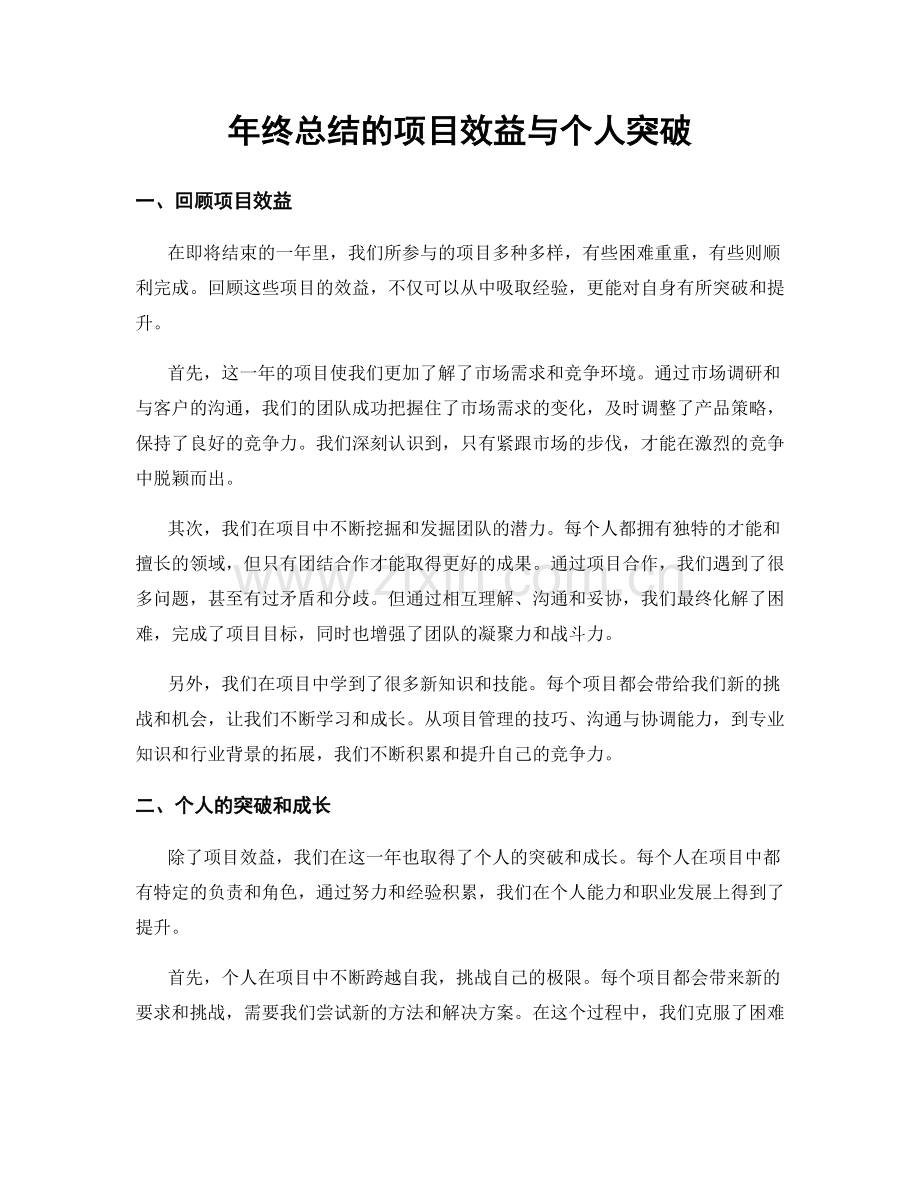 年终总结的项目效益与个人突破.docx_第1页
