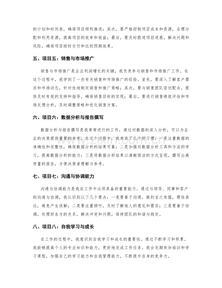 工作总结的项目归纳与心得分享.docx_第2页