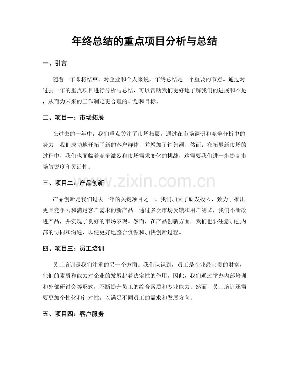 年终总结的重点项目分析与总结.docx_第1页