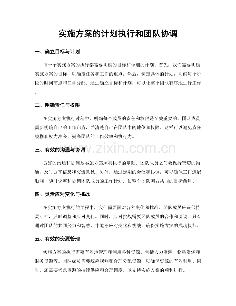 实施方案的计划执行和团队协调.docx_第1页
