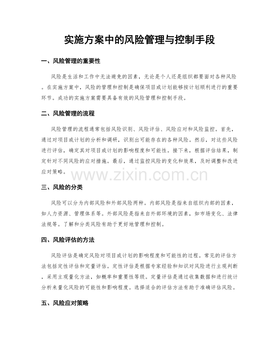 实施方案中的风险管理与控制手段.docx_第1页
