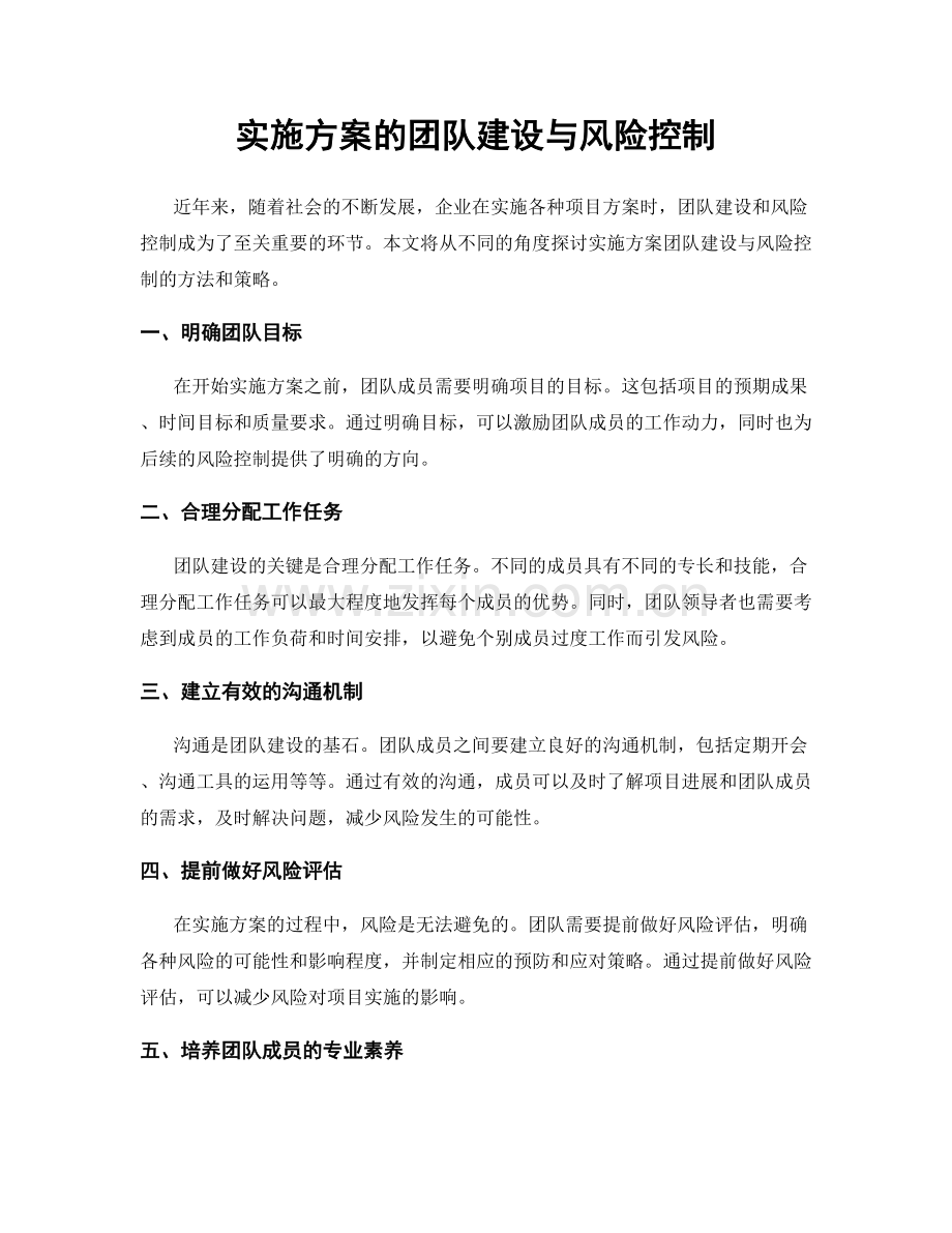 实施方案的团队建设与风险控制.docx_第1页
