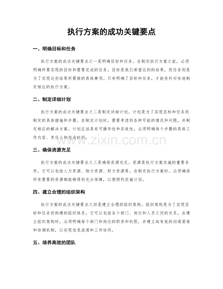 执行方案的成功关键要点.docx_第1页
