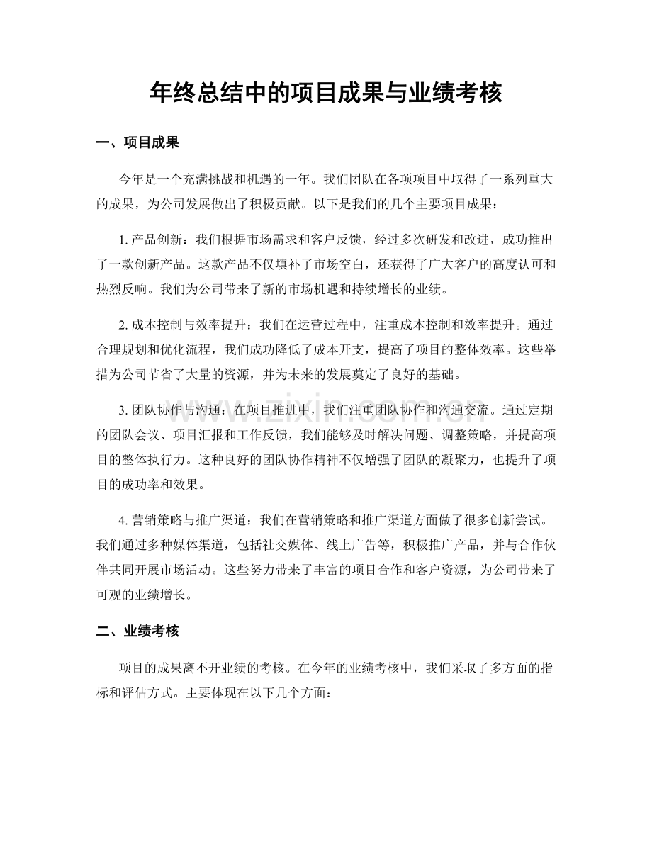 年终总结中的项目成果与业绩考核.docx_第1页