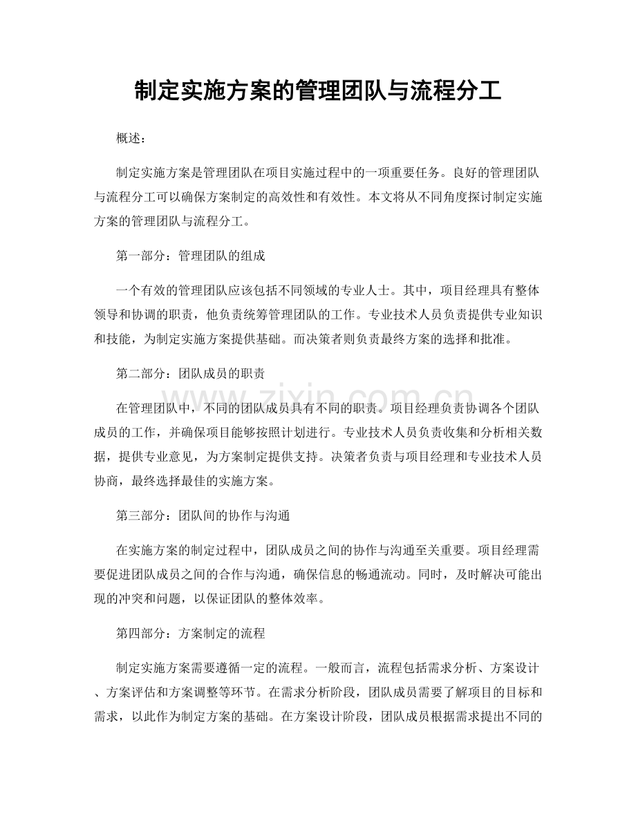 制定实施方案的管理团队与流程分工.docx_第1页