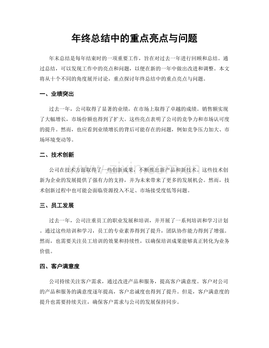 年终总结中的重点亮点与问题.docx_第1页
