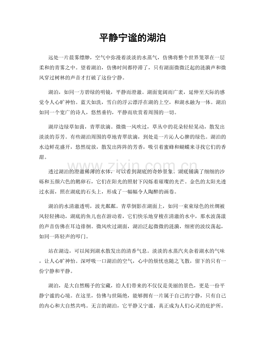 平静宁谧的湖泊.docx_第1页