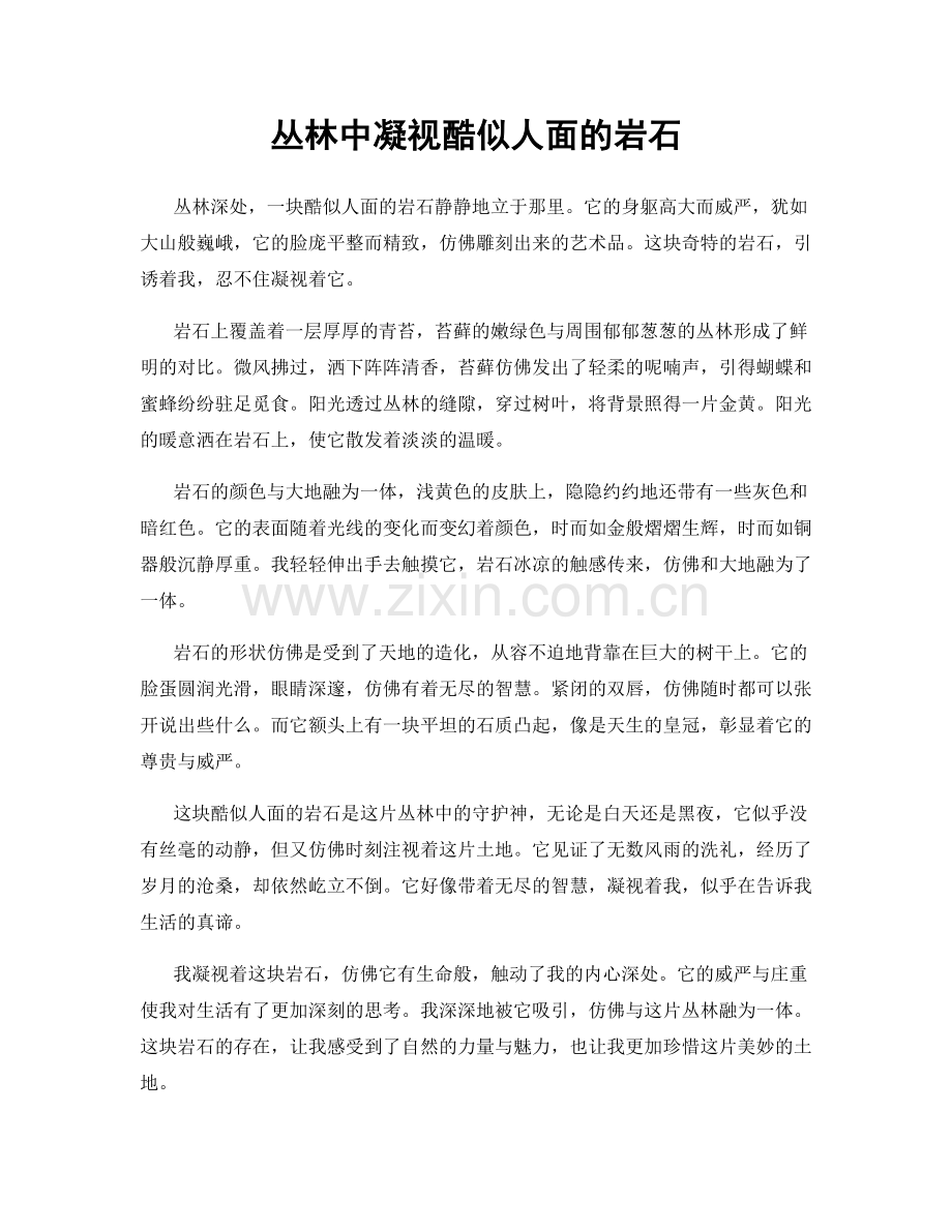 丛林中凝视酷似人面的岩石.docx_第1页