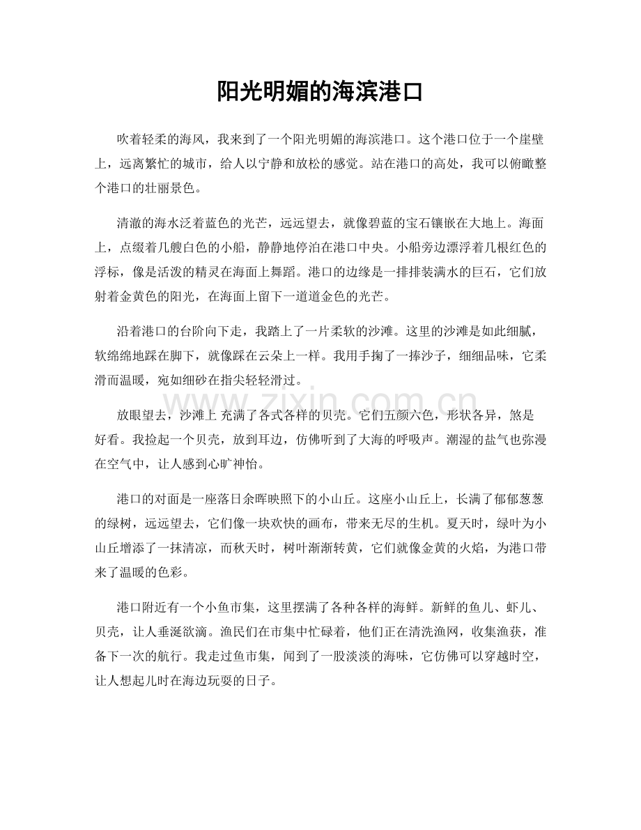 阳光明媚的海滨港口.docx_第1页