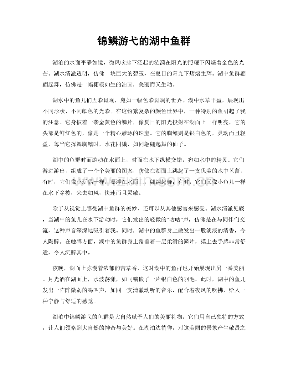锦鳞游弋的湖中鱼群.docx_第1页