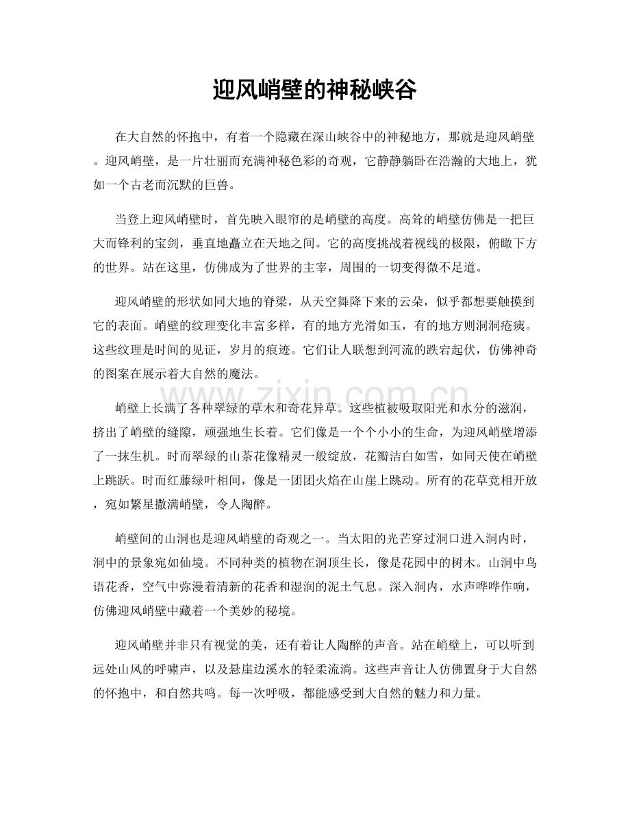迎风峭壁的神秘峡谷.docx_第1页