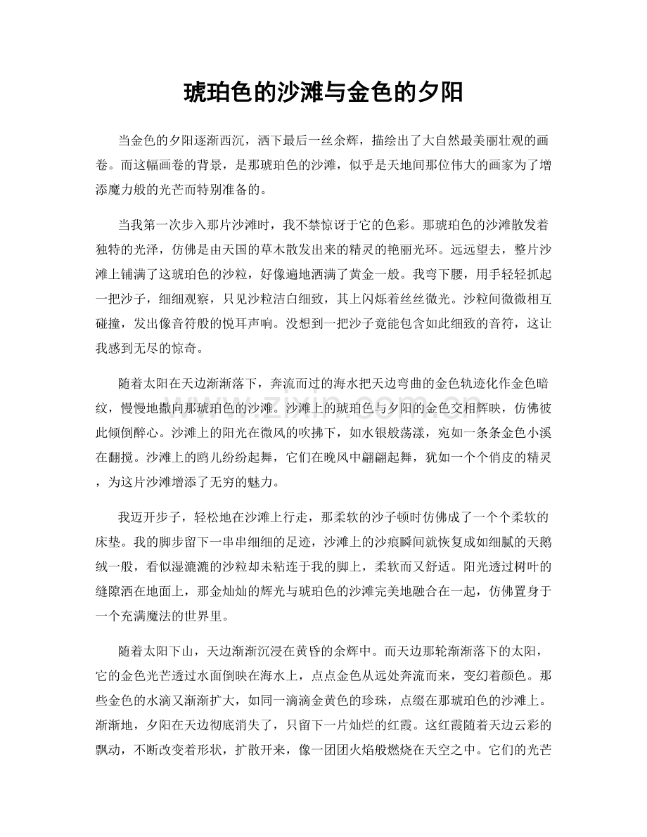 琥珀色的沙滩与金色的夕阳.docx_第1页