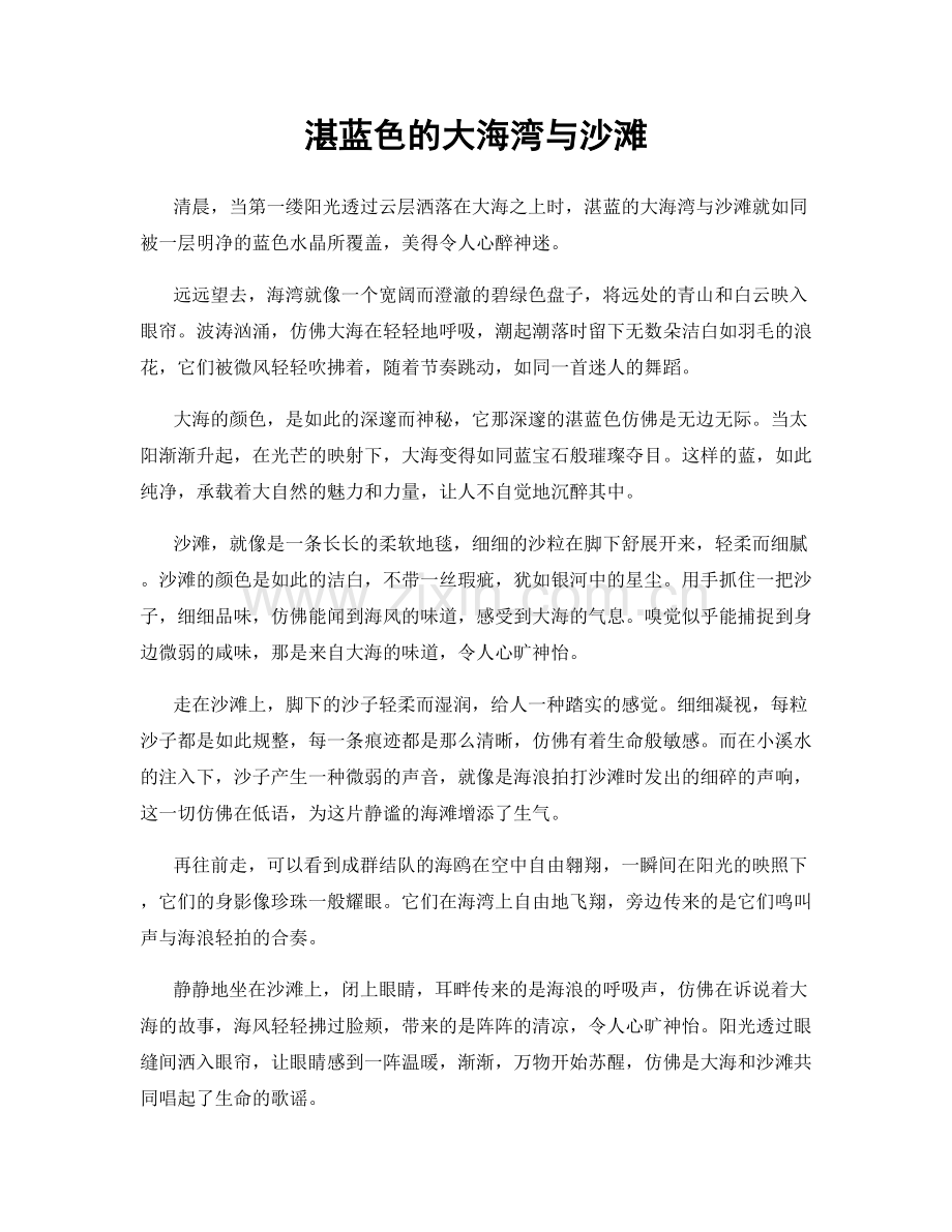 湛蓝色的大海湾与沙滩.docx_第1页