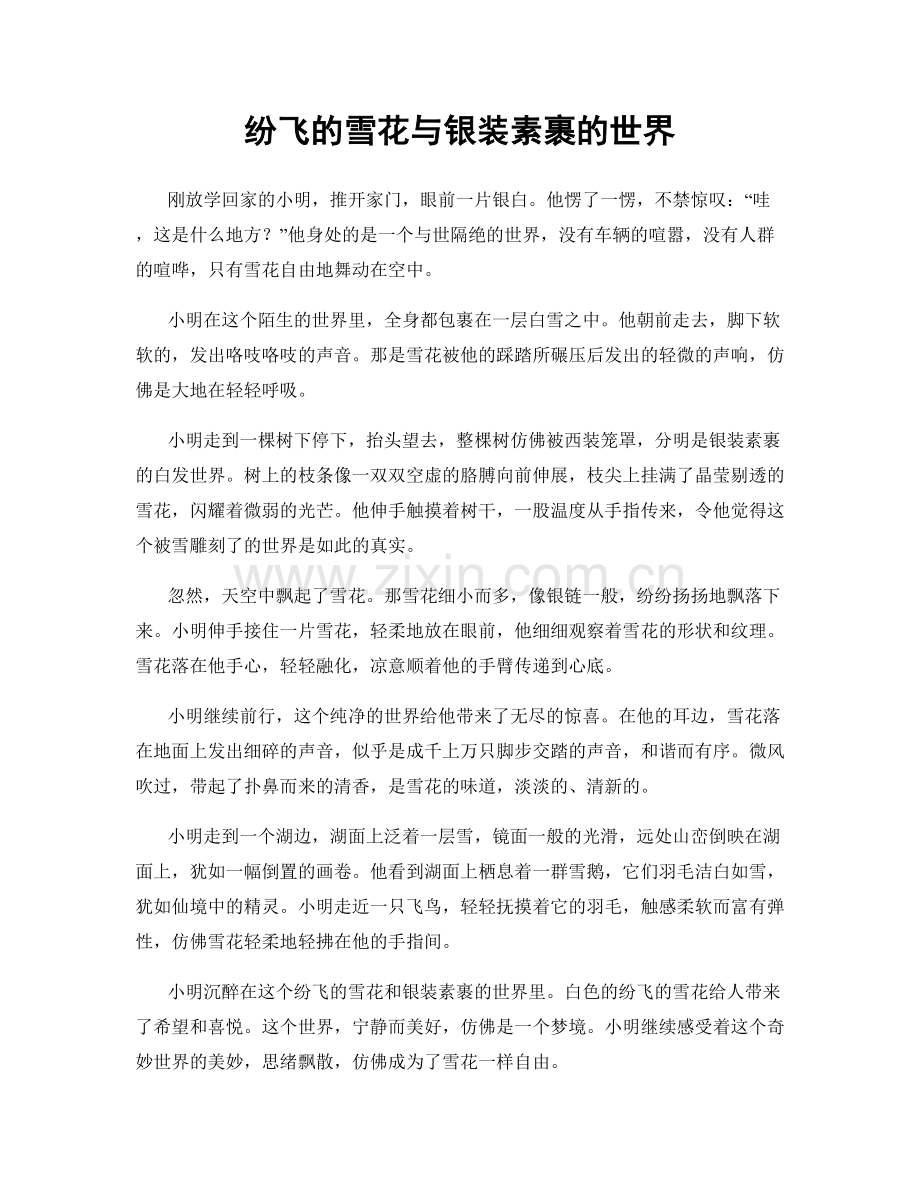 纷飞的雪花与银装素裹的世界.docx_第1页