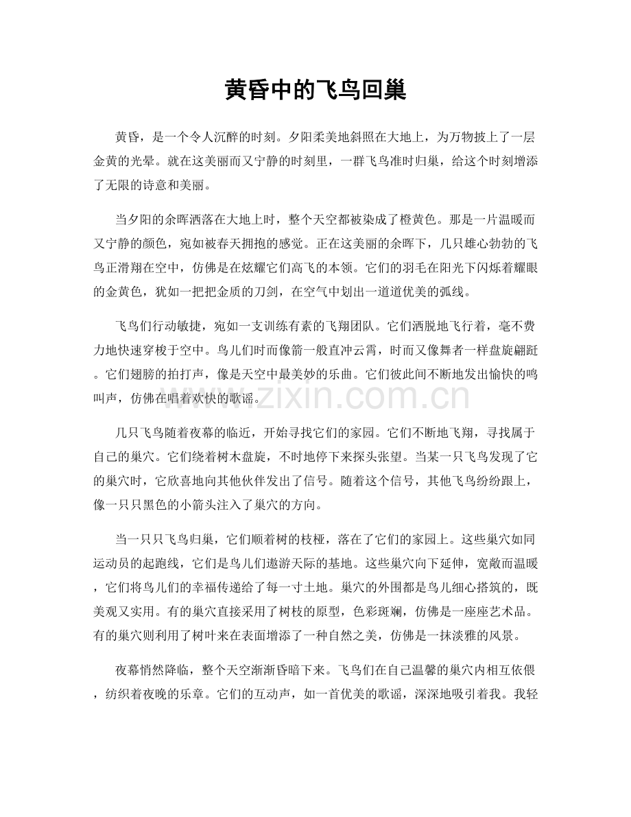 黄昏中的飞鸟回巢.docx_第1页