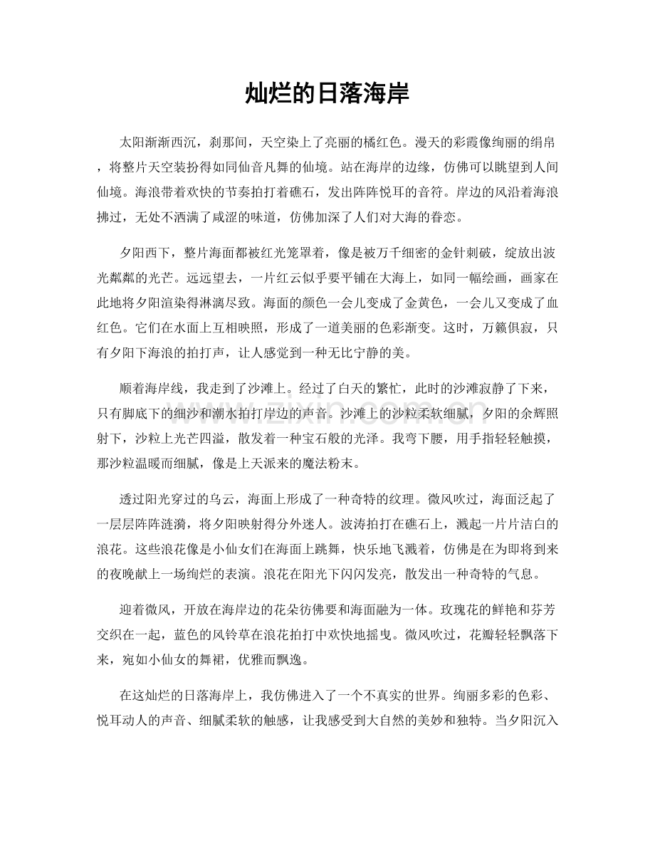 灿烂的日落海岸.docx_第1页