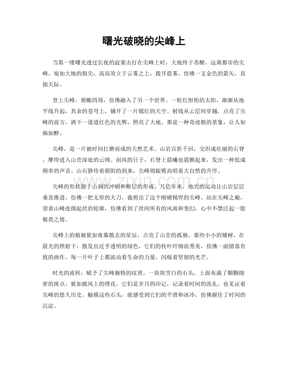 曙光破晓的尖峰上.docx_第1页
