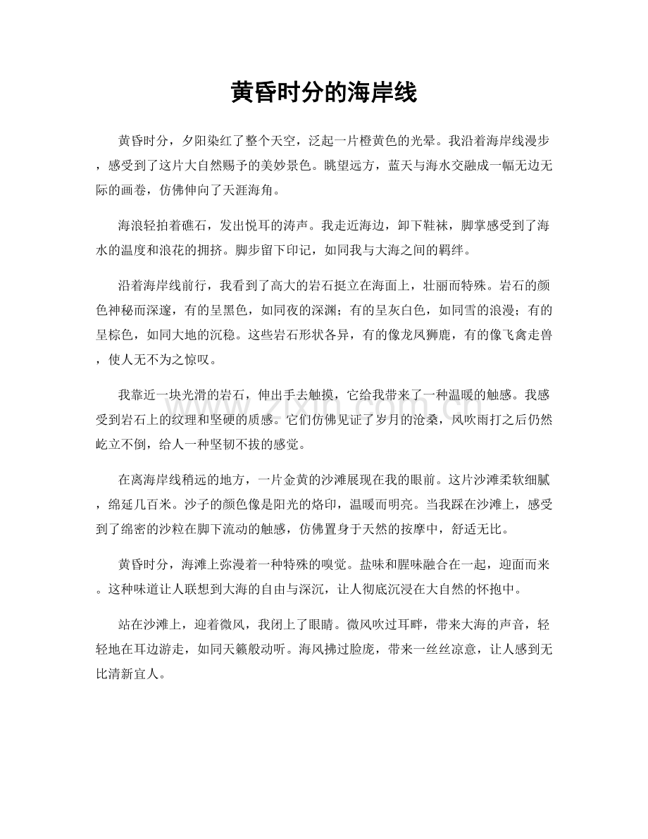 黄昏时分的海岸线.docx_第1页