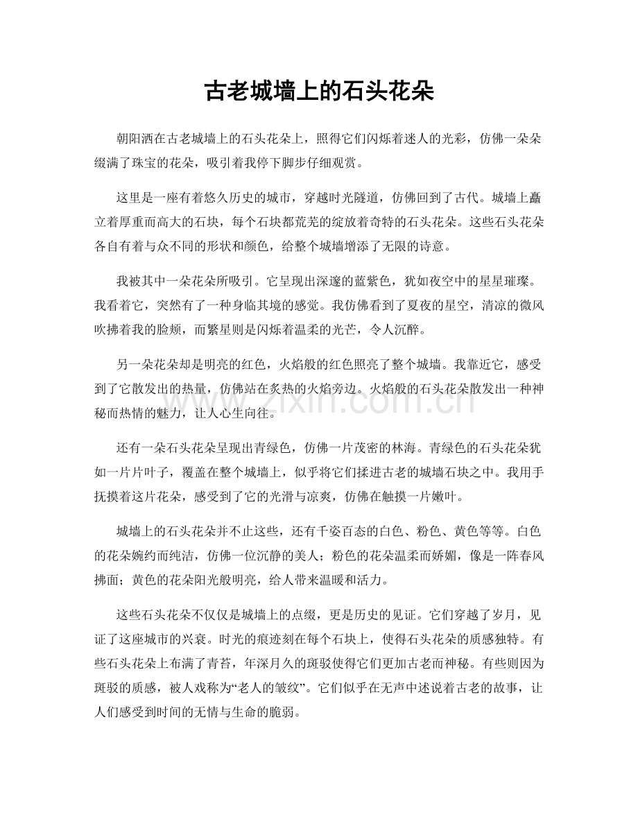 古老城墙上的石头花朵.docx_第1页