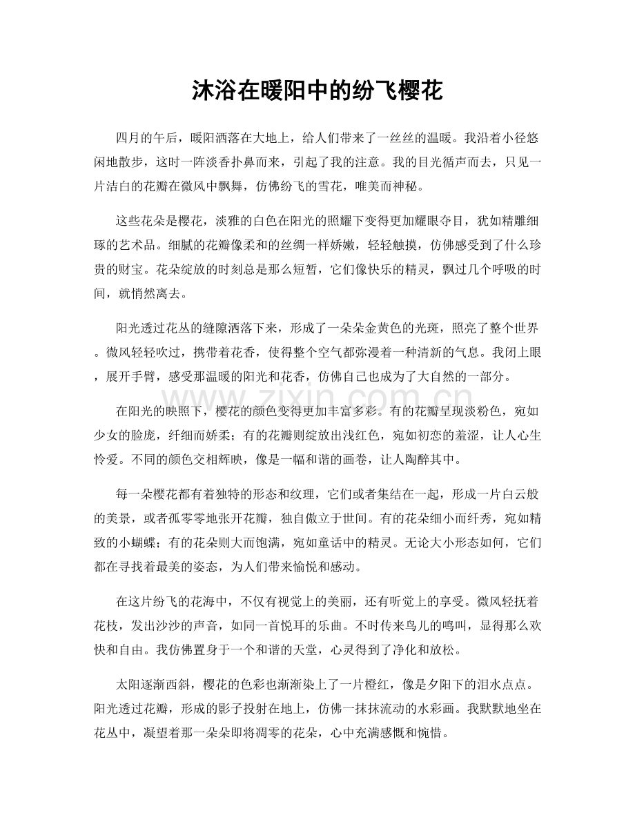沐浴在暖阳中的纷飞樱花.docx_第1页