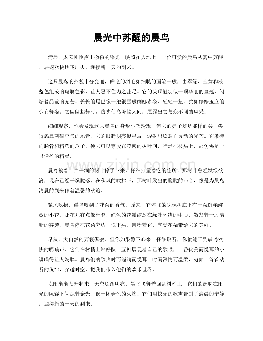 晨光中苏醒的晨鸟.docx_第1页