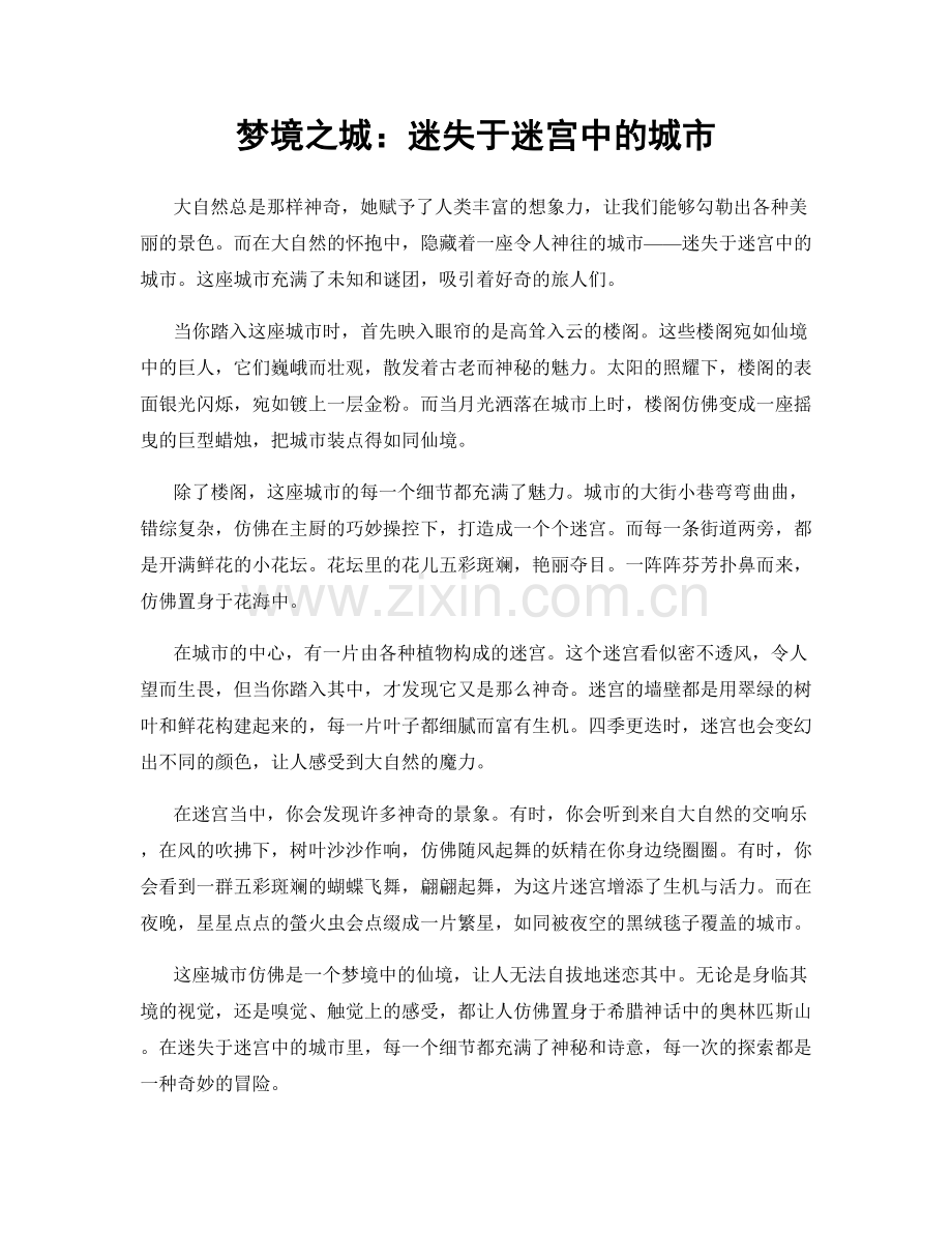 梦境之城：迷失于迷宫中的城市.docx_第1页