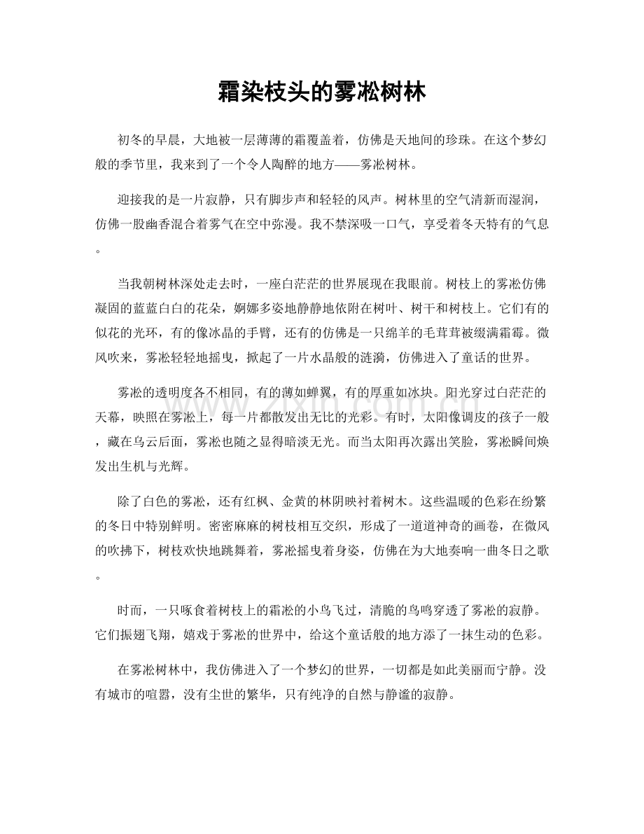 霜染枝头的雾凇树林.docx_第1页
