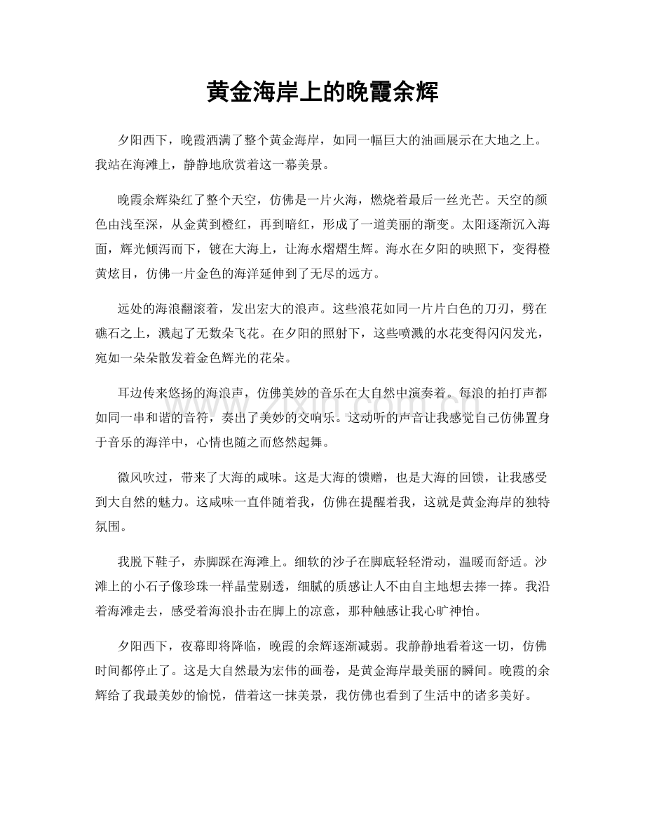 黄金海岸上的晚霞余辉.docx_第1页