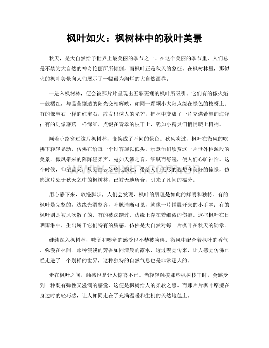 枫叶如火：枫树林中的秋叶美景.docx_第1页