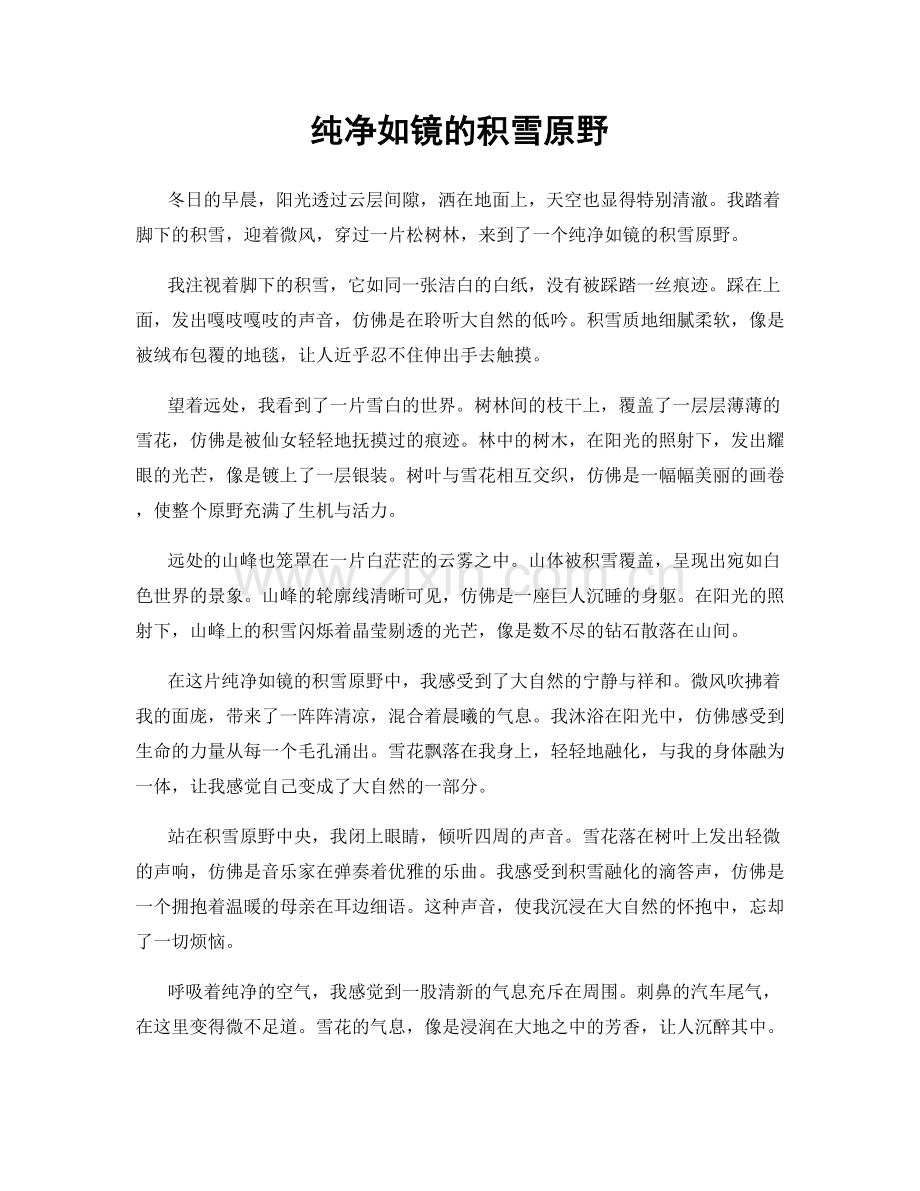 纯净如镜的积雪原野.docx_第1页