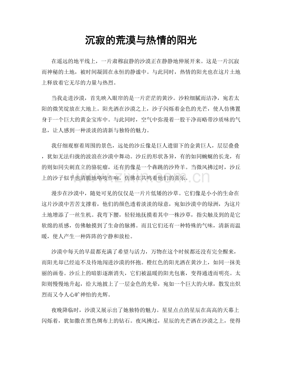 沉寂的荒漠与热情的阳光.docx_第1页