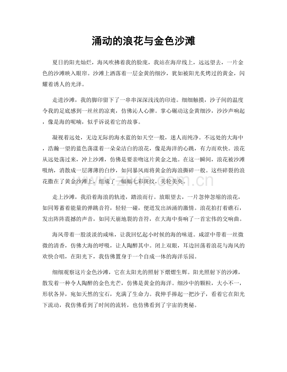 涌动的浪花与金色沙滩.docx_第1页