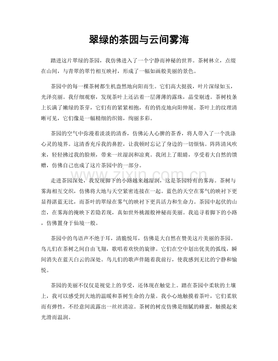 翠绿的茶园与云间雾海.docx_第1页