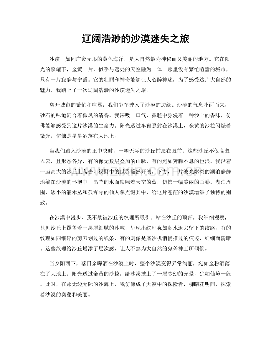 辽阔浩渺的沙漠迷失之旅.docx_第1页