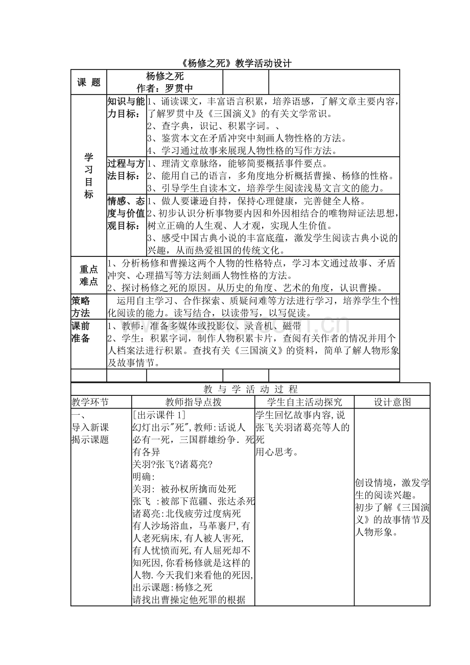 《杨修之死》教学设计.doc_第1页