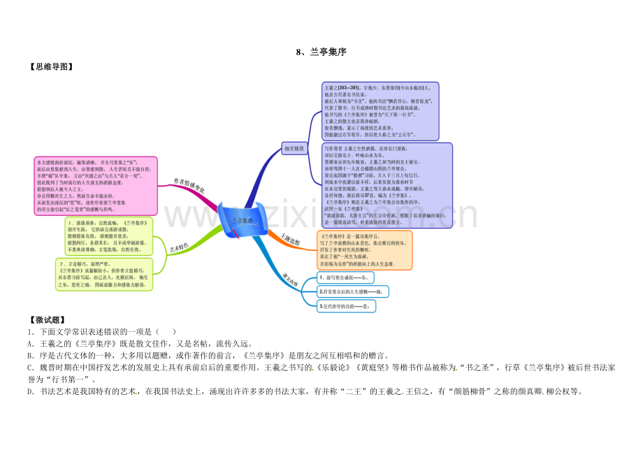(思维导图+微试题)兰亭集序.doc_第1页