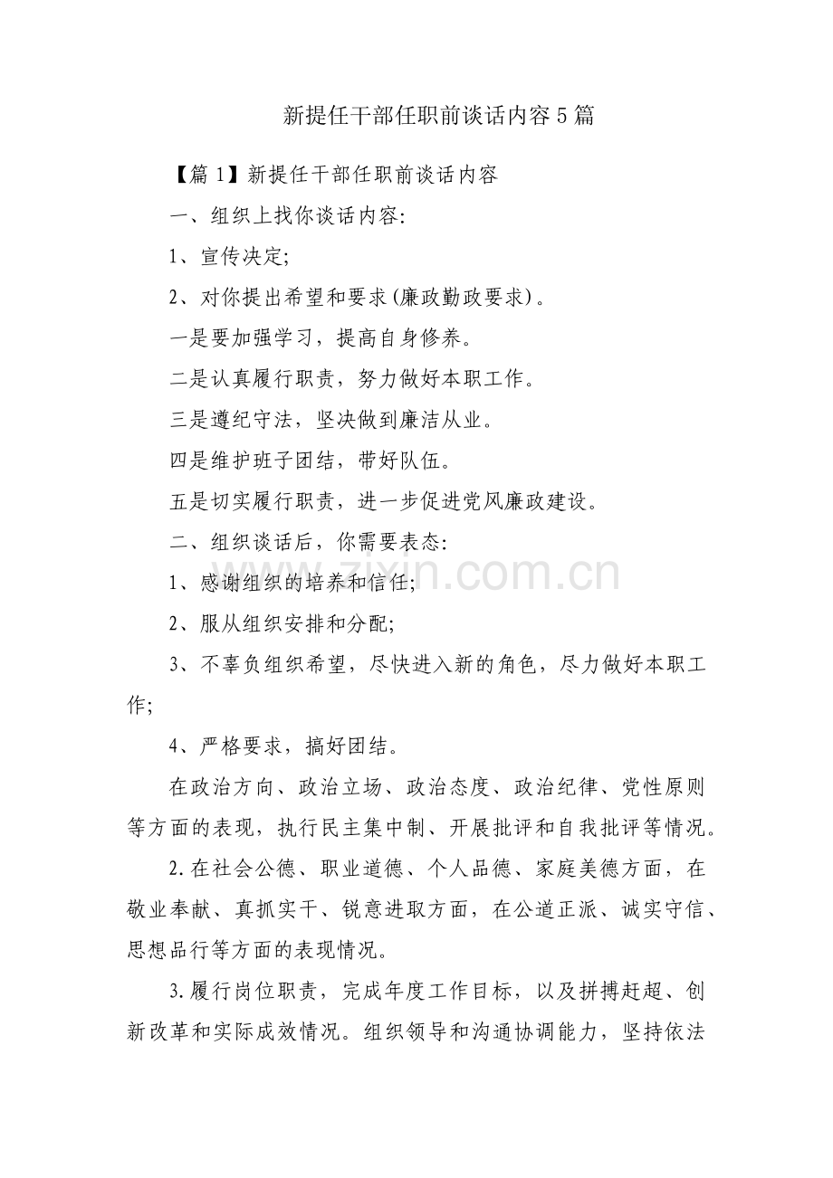 新提任干部任职前谈话内容5篇.pdf_第1页