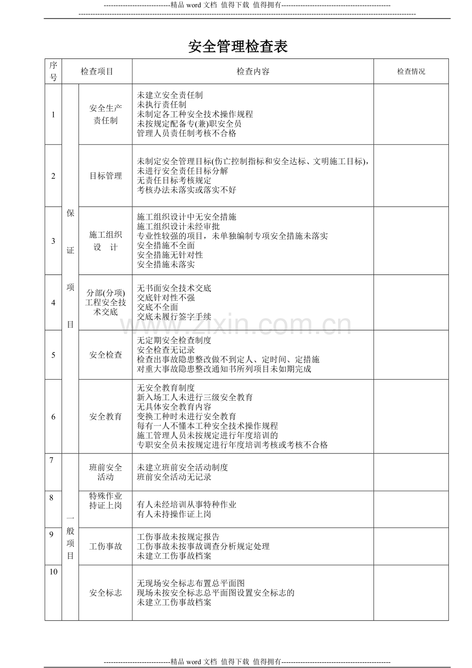 施工安全检查表1.doc_第1页