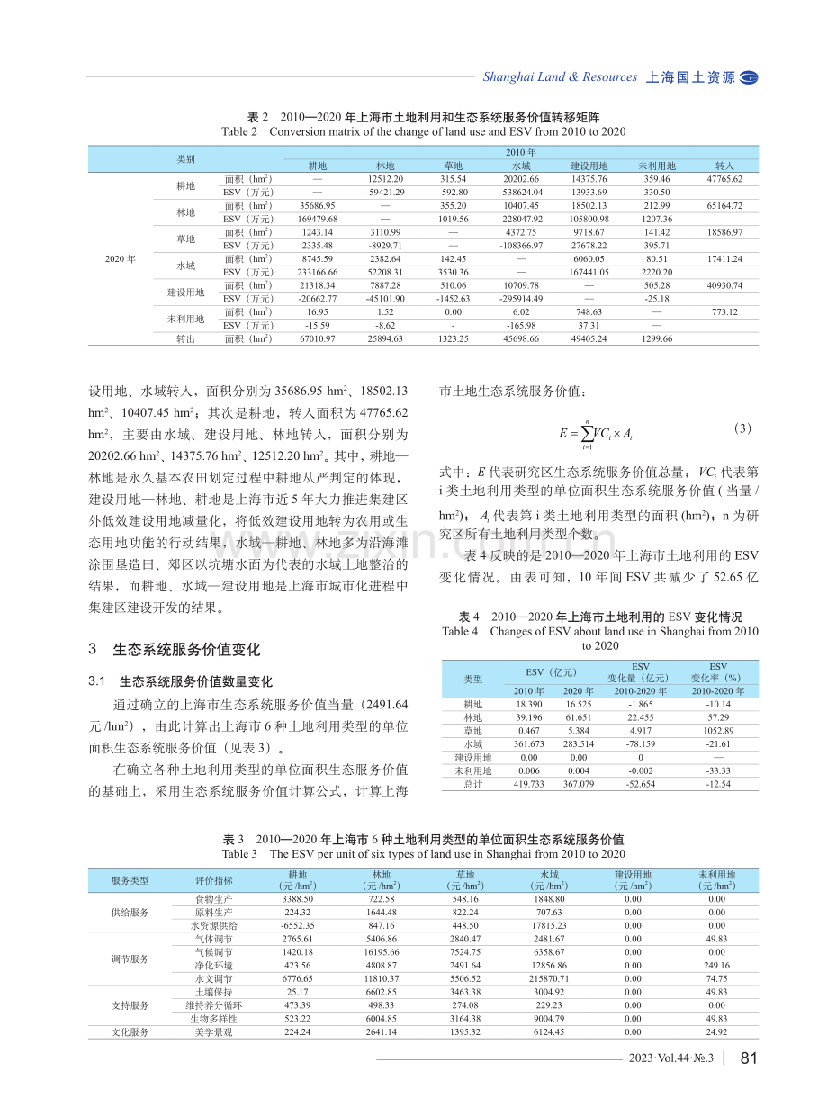 上海市土地利用变化对生态系统服务价值的影响研究.pdf_第3页