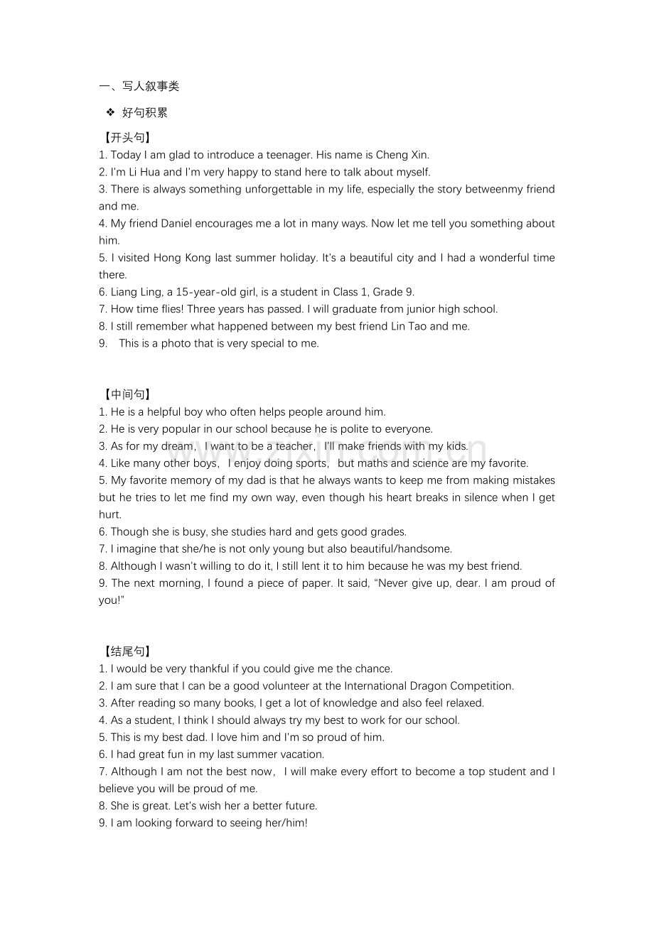 初中生必背的初中英语作文.docx_第1页