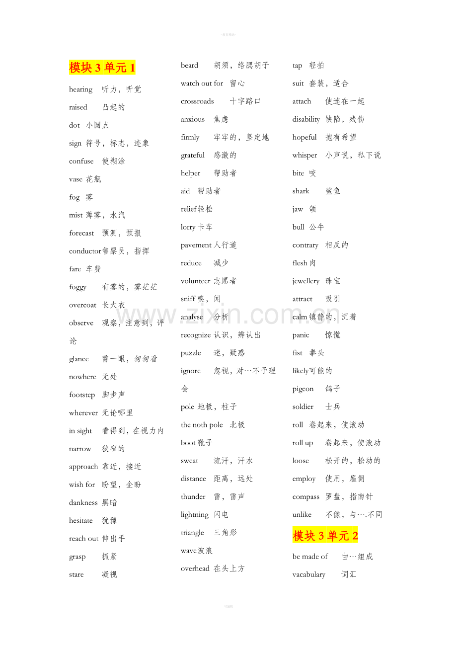 牛津高中英语模块3单词.doc_第1页