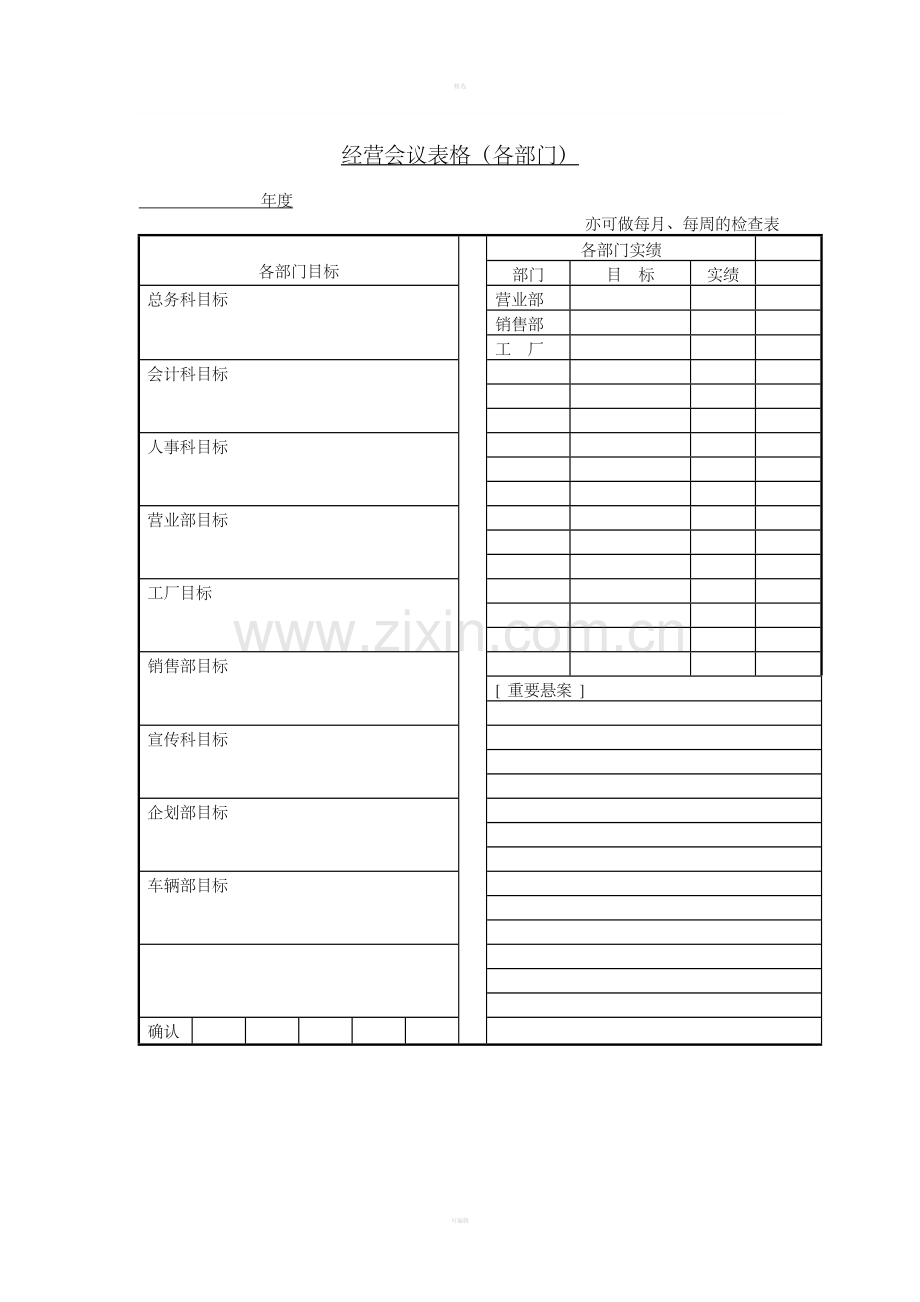 二十一、经营会议表格(各部门).doc_第1页