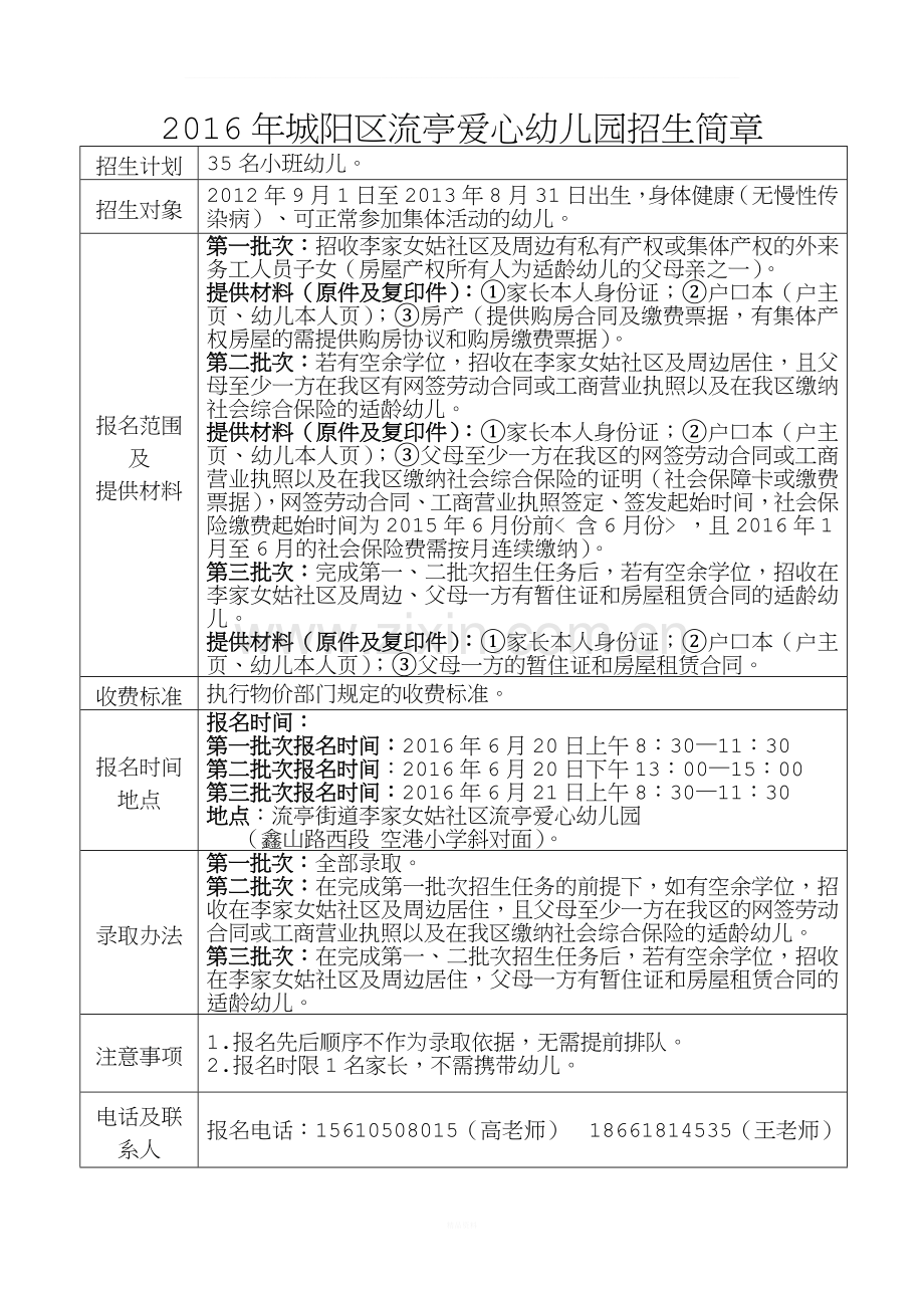 2016年流亭街道各幼儿园招生简章.doc_第2页