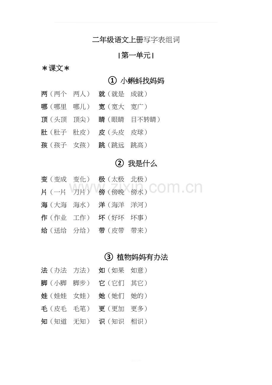 二年级语文上册写字表组词.doc_第1页