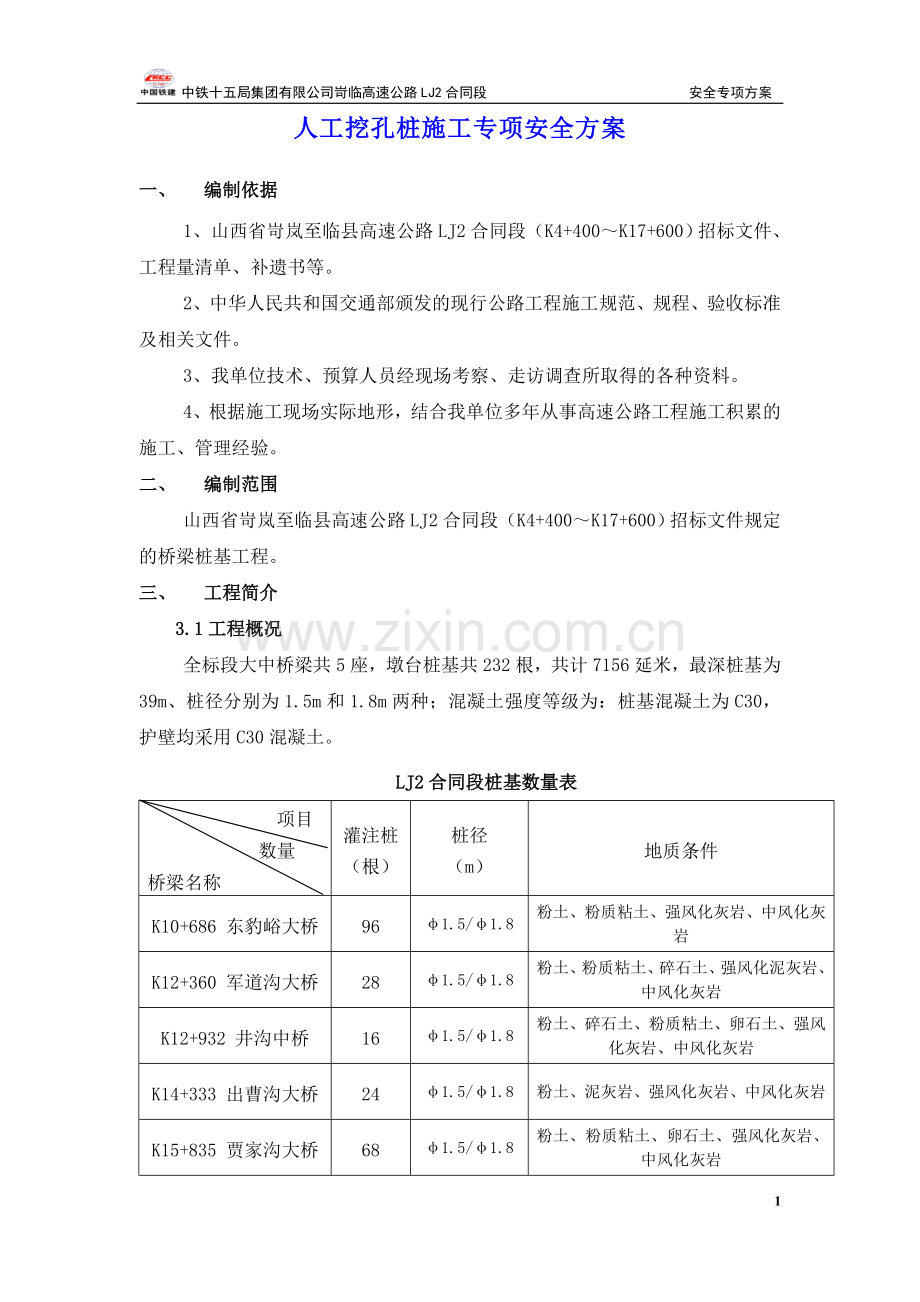 人工挖孔桩专项施工安全方案.doc_第1页
