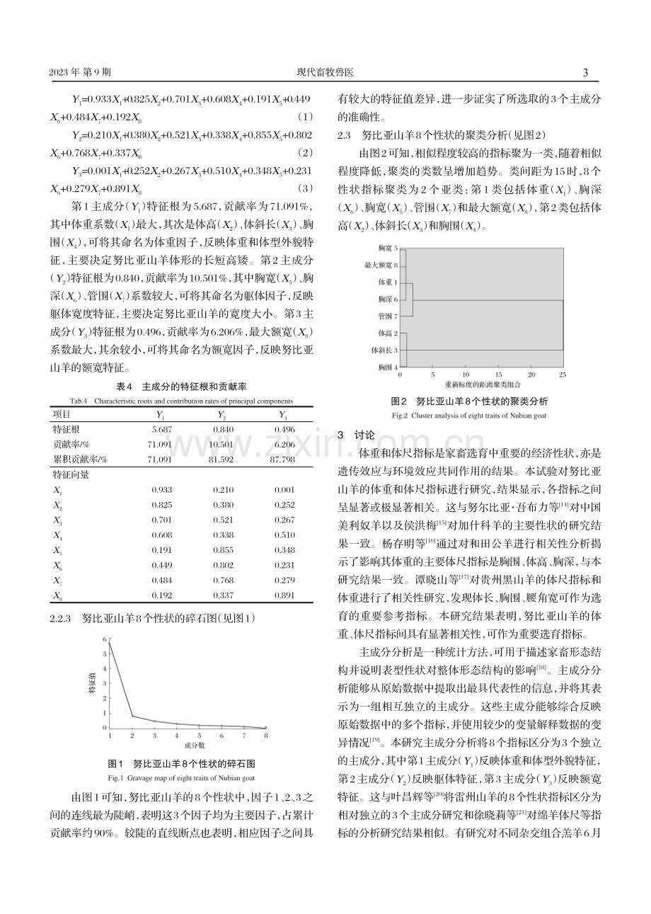 努比亚山羊体尺体重的聚类和主成分分析.pdf_第3页