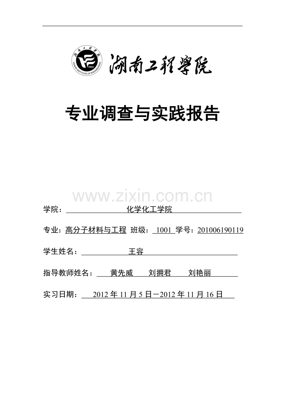 专业调查与实践报告(湖南工程学院).doc_第1页
