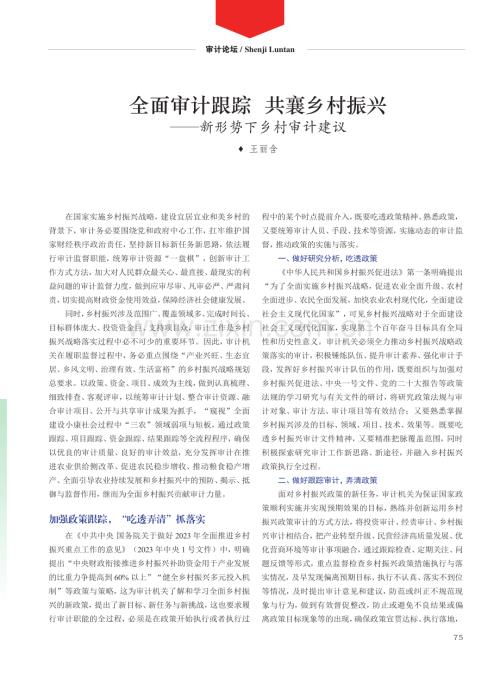 全面审计跟踪 共襄乡村振兴——新形势下乡村审计建议.pdf